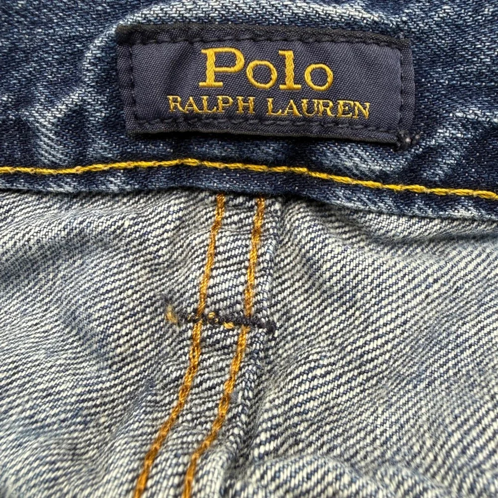 Polo Ralph Lauren Jeans Mens 34 Blue Classic Fit Distressed Military Patches